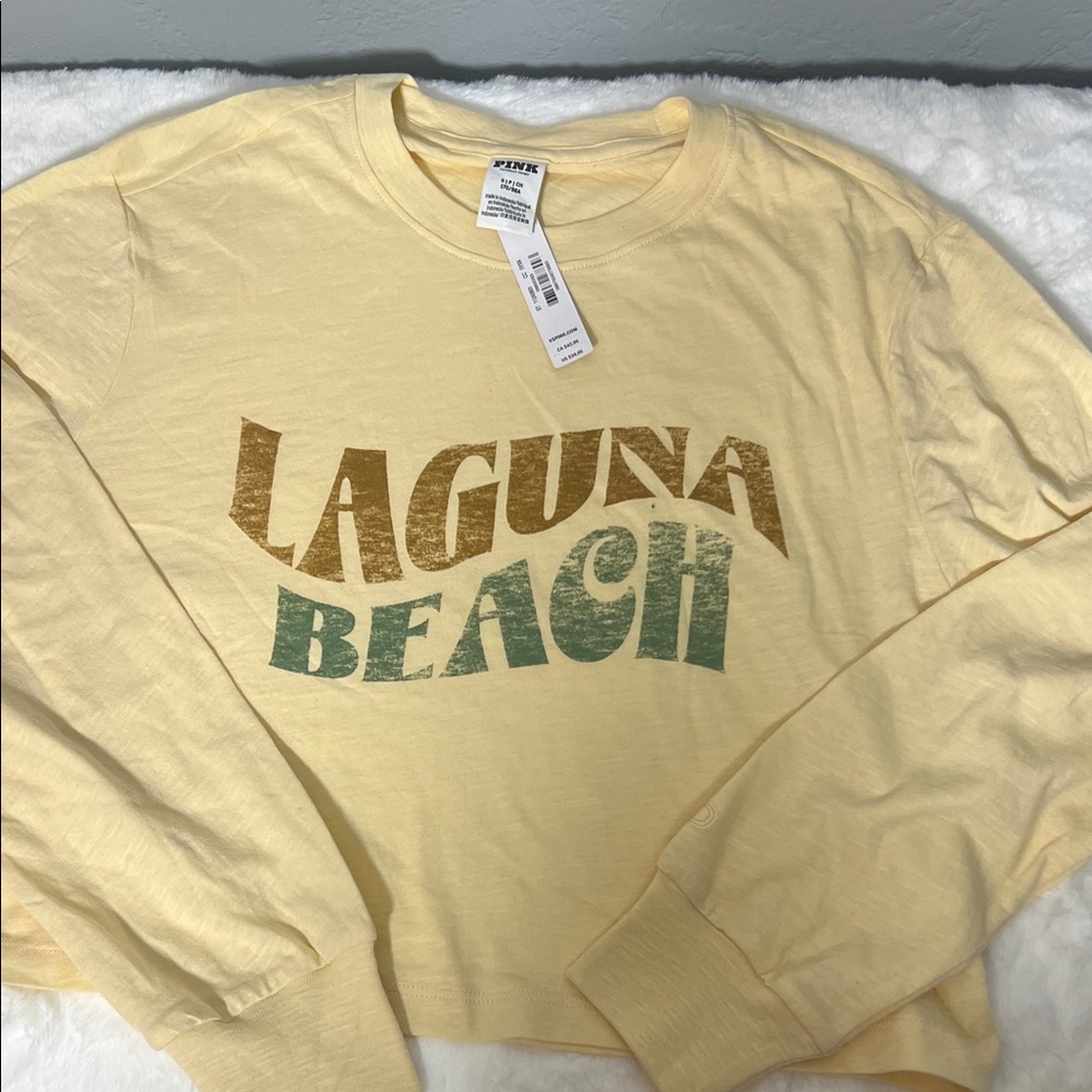 PINK Victoria's Secret Pale Yellow Crewneck Tee